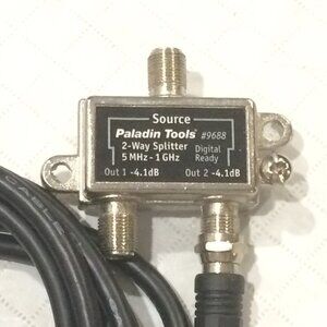 Paladin Tools 2-Way Splitter 5 MHz - 1GHz Digital Ready coaxial cable 72" long